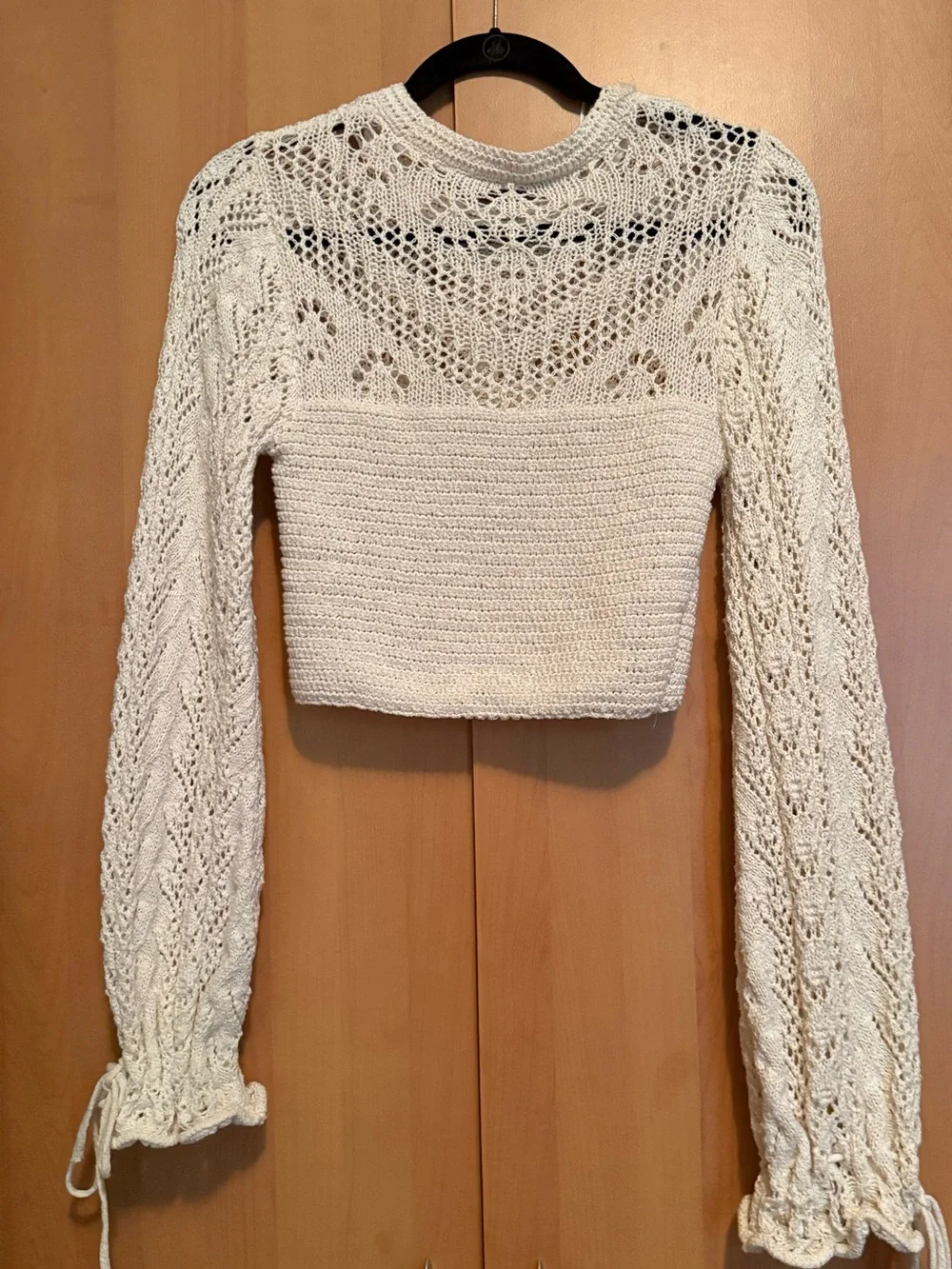 ZARA Cream Crochet Knit Top